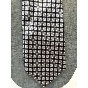 Bordeaux Mens Tie Silver Grey Black Red Geometric Diamond Grid Designed France